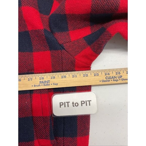 J Crew Womens Red/ Navy Buffalo Check‎ Plaid Bomber Jacket, Wool size 14 - Picture 7 of 12